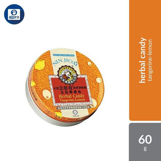 Nin Jiom Herbal Candy Tangerine Lemon 60g | Relieve Throat Discomfort Nin Jiom