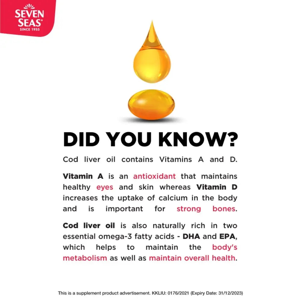 Sevenseas Cod Liver Oil Gold 100s | Rich Source of DHA & EPA Sevenseas