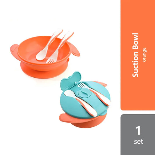 autumnz-baby-suction-bowl-with-spoon-and-fork-navy-blue-orange-purple product image 1