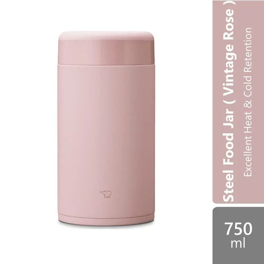 zojirushi-stainless-steel-food-jar-sw-ka-75h-750ml-medium-gray-vintage-rose-excellent-heat-cold-retention product image 1
