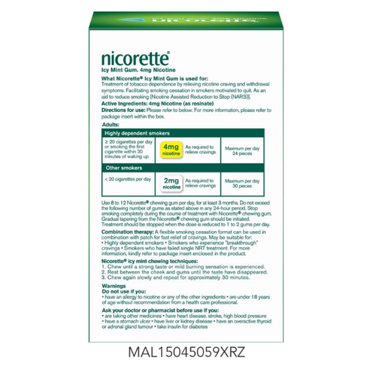 Nicorette Icy Mint Gum 4mg 15s Nicorette