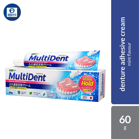 Multident Advanced Denture Adhesive Cream Mint 60g | Secure Fit and Fresher Breath