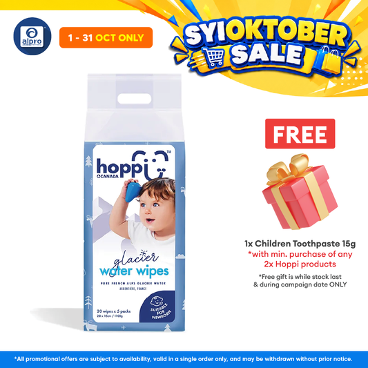 Hoppi Glacier Water Wipes 20's X 5s
