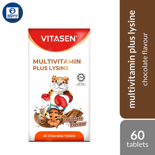 Vitasen Daily Multivitamin Plus Lysine (Chocolate / Orange) 60s | Improve Appetite Vitasen