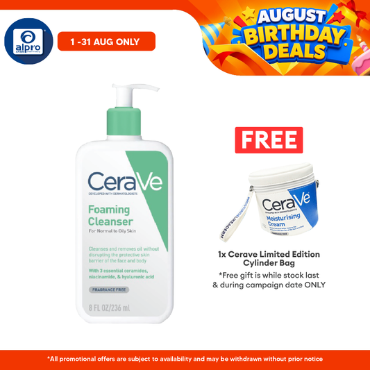 Cerave Foaming Cleanser 236ml | Cleanses And Remove Excess Sebum Cerave
