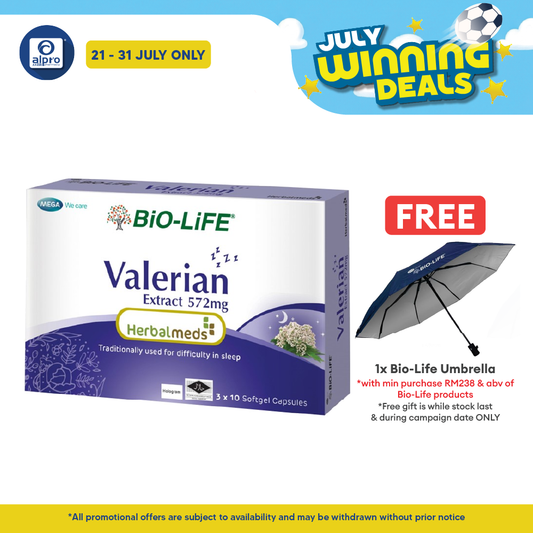 Bio-Life Herbalmeds Valerian Extract 572mg 30s | Promote Good and Restorative Sleep Bio-life