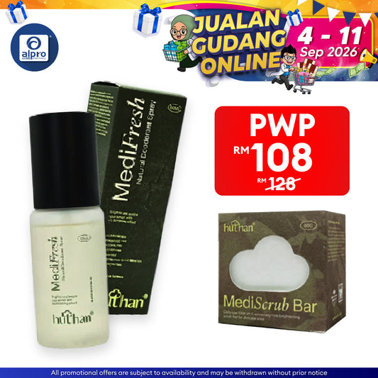 huthan Medifresh Natural Deodorant Spray 60ml | Brighten & Soothe Armpit huthan