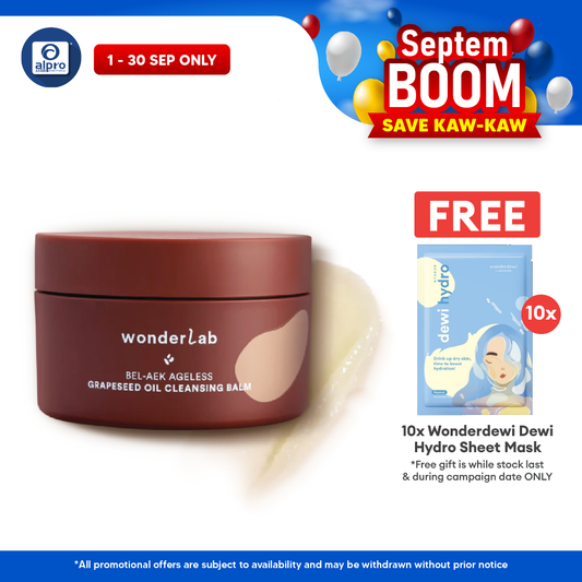 WonderLab BEL-AEK Ageless Grapeseed Oil Cleansing Balm 100mL | Low-Friction Quick Face Cleanser WONDERLAB