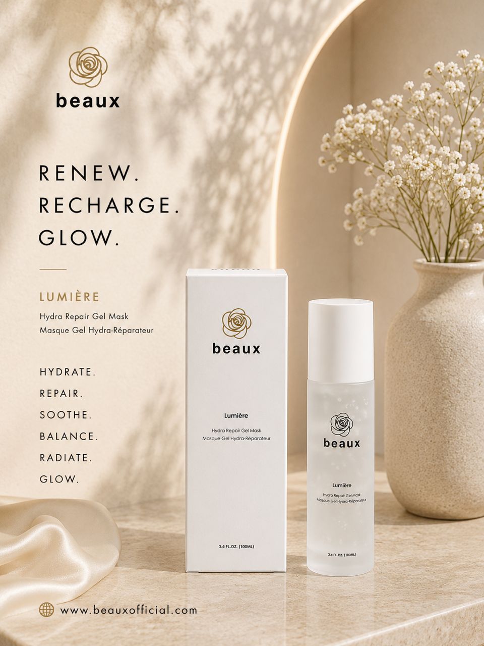 beaux Lumière Hydra Repair Gel Mask 100ml | Intensive Hydration Beaux
