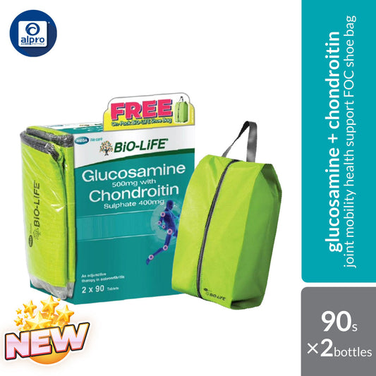Bio-Life Glucosamine & Chondroitin 90s ×2 Bottles + FREE Shoe Bag | Glucosamine & Chondroitin for Joint Health Bio-life