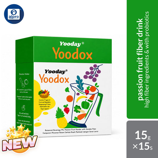 Yooday Yoodox Fibre Drink 15g ×15s | Botanical Beverage Mix Passion Fruit Powder with Soluble Fiber Yooday