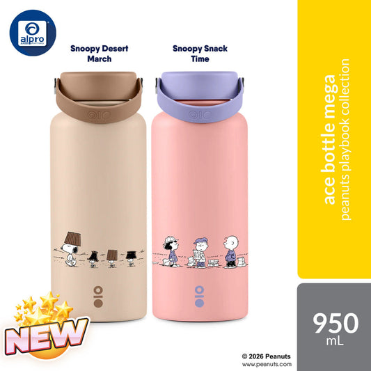 Montigo Ace Bottle Mega Peanuts Playbook Collection (Snoopy Desert March / Snoopy Snack Time) 950mL | Timeless Moments Montigo