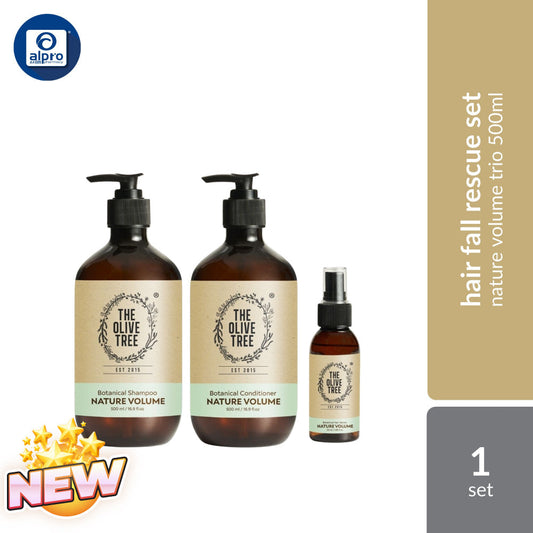 The Olive Tree Hair Fall Rescue Set Nature Volume Trio (Shampoo, Conditioner, Hair Serum) The Olive Tree