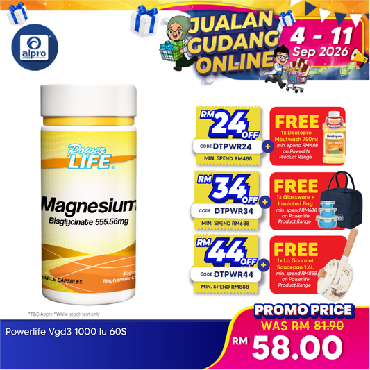 Powerlife Magnesium 555.56mg 60s Kinohimitsu