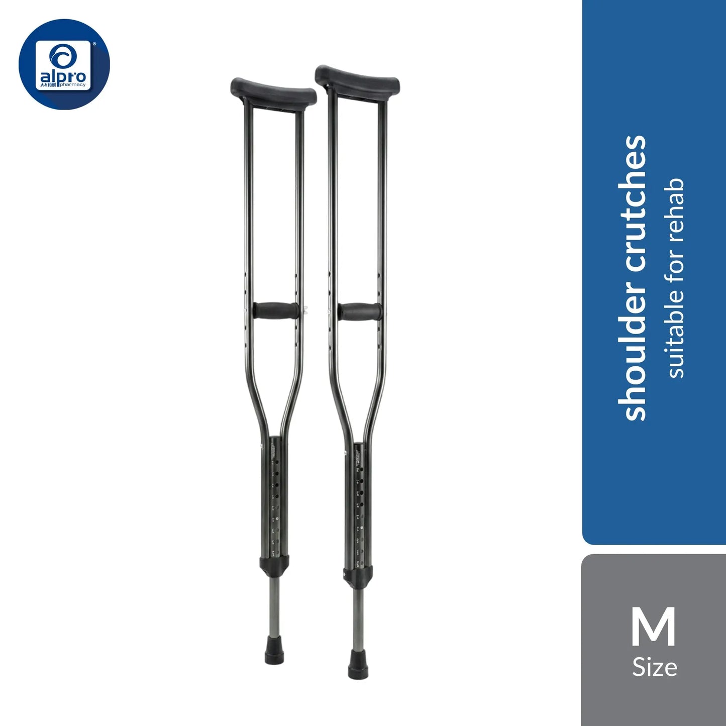 Anzen Aluminium Shoulder Crutches Adult (M/L) | With Warranty Anzen