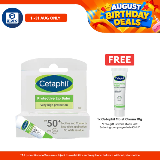 Cetaphil Protective Lip Balm SPF50+ 8ml | Soothe Dry Lips Cetaphil
