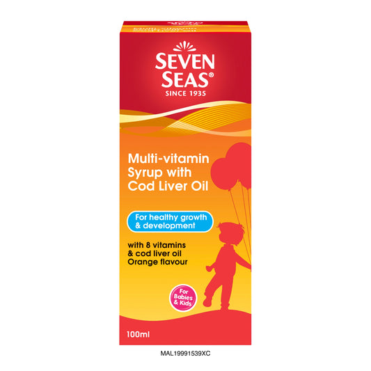 Seven Seas Multi-vitamin Syrup with Cod Liver Oil 100mL | Supports Healthy Growth & Development