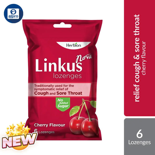 Linkus Nova Cheery Lozenges 6s | Relief Cough & Throat Herbion