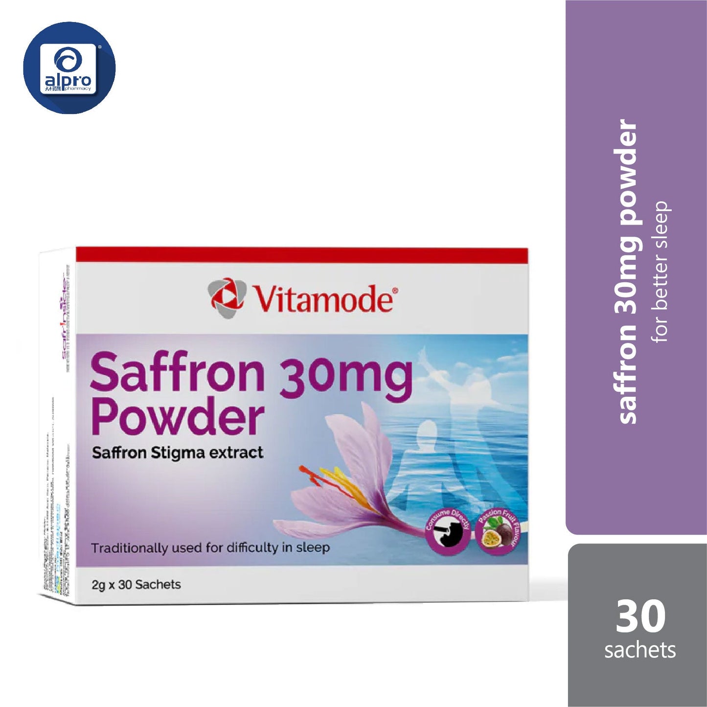 Vitamode Saffron 30mg Powder 2gx30s | For Better Sleep And Calmer Mind Alpro Pharmacy