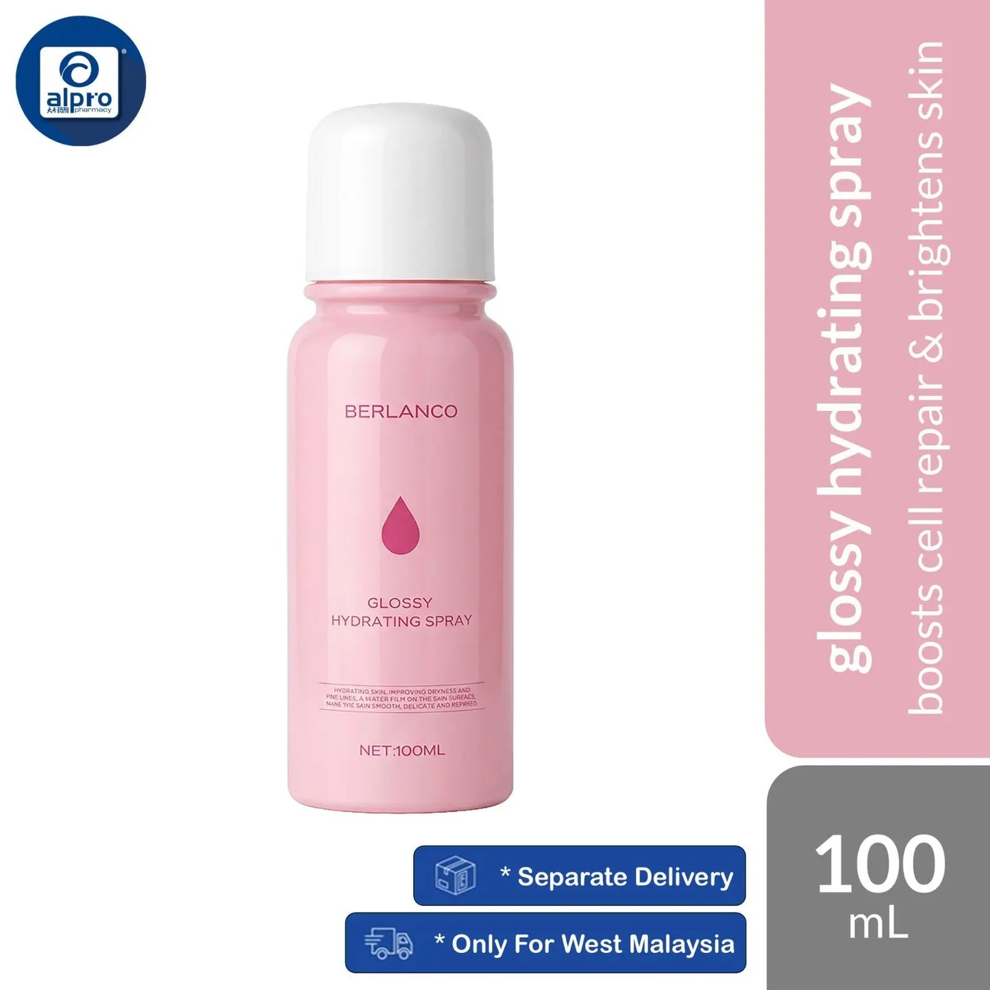 Berlanco Glossy Hydrating Spray 100ml | Fast Absorption Moisturizer Berlanco