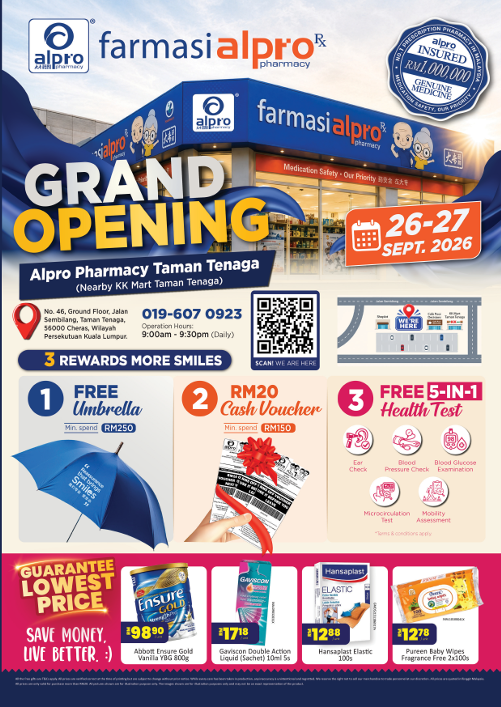 Grand Opening Alpro Pharmacy Taman Tenaga 26 - 27 September 2026