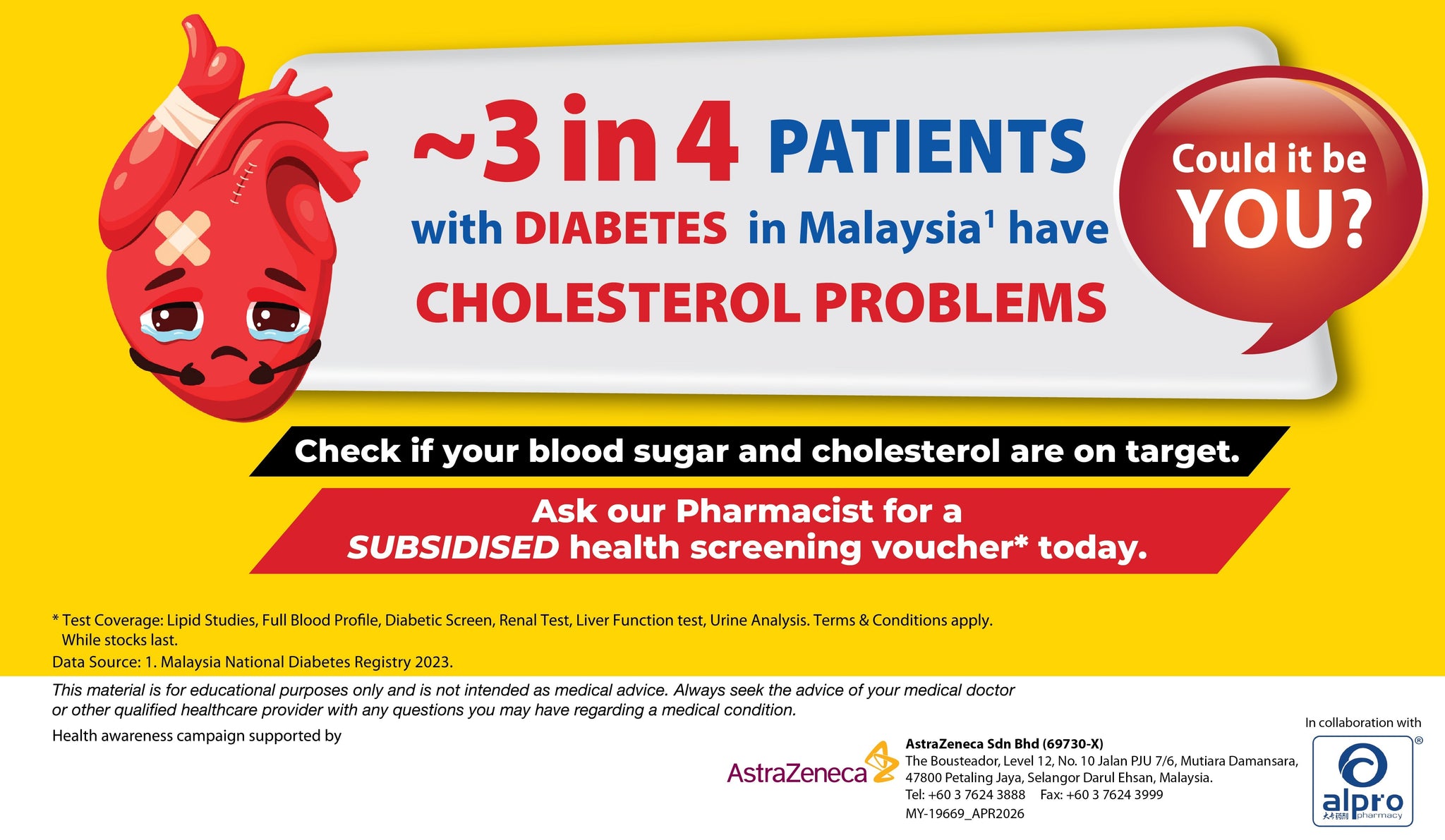 Beyond Sugar: What About Cholesterol? Get Screened with RM10 Off Alpro Alliance Sdn. Bhd.