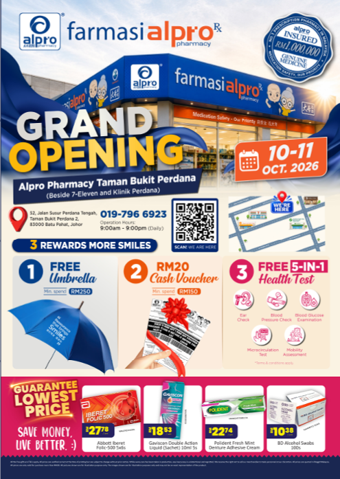 Grand Opening Alpro Pharmacy Taman Bukit Perdana 10-11 October 2026