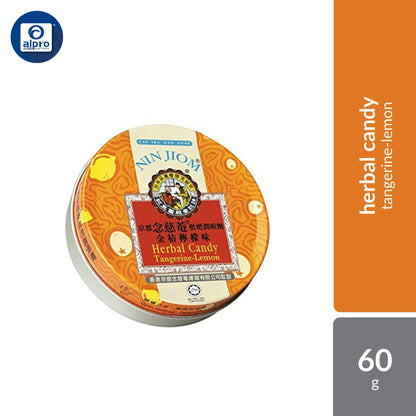 Nin Jiom Herbal Candy Tangerine Lemon 60g | Relieve Throat Discomfort Nin Jiom