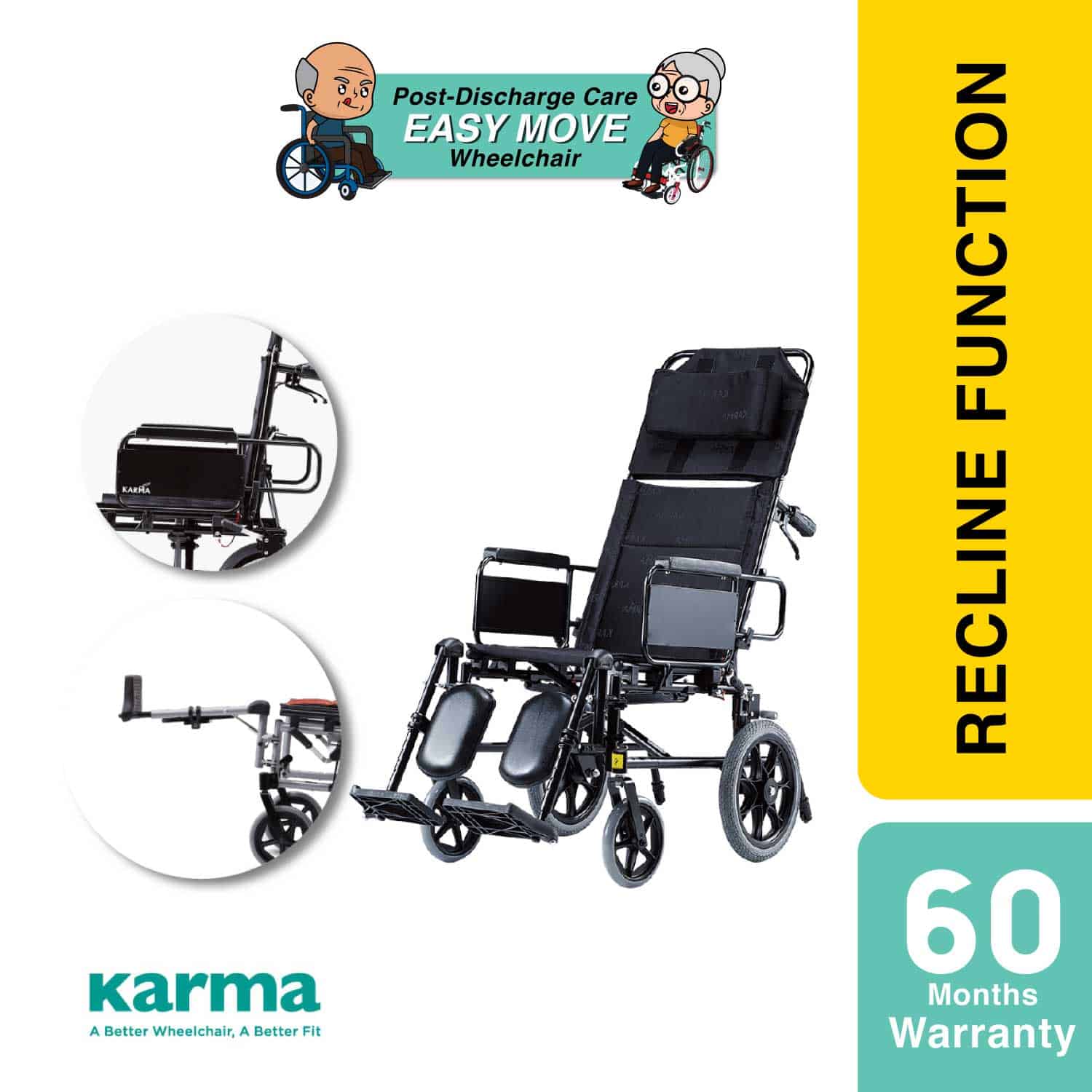 karma-standard-reclining-wheelchair-km-5000-lightweight product image 1