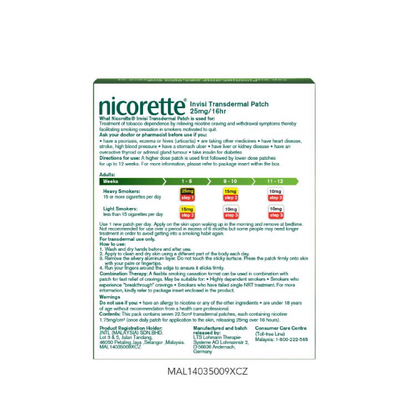 Nicorette Invisi Transdermal Patch 25mg/16 Hours 7s Nicorette