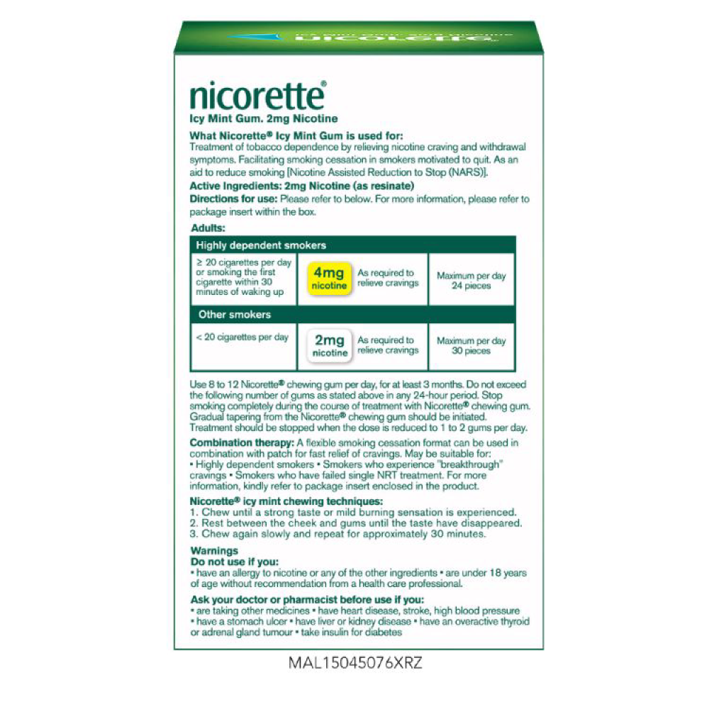Nicorette  Icy Mint 2mg Gum 105s Nicorette