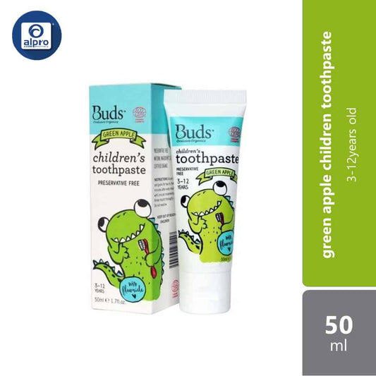 buds-everyday-childrens-toothpaste-3-12-years-50ml-green-apple-blackcurrant-defence-capability-against-tooth-decay product image 1
