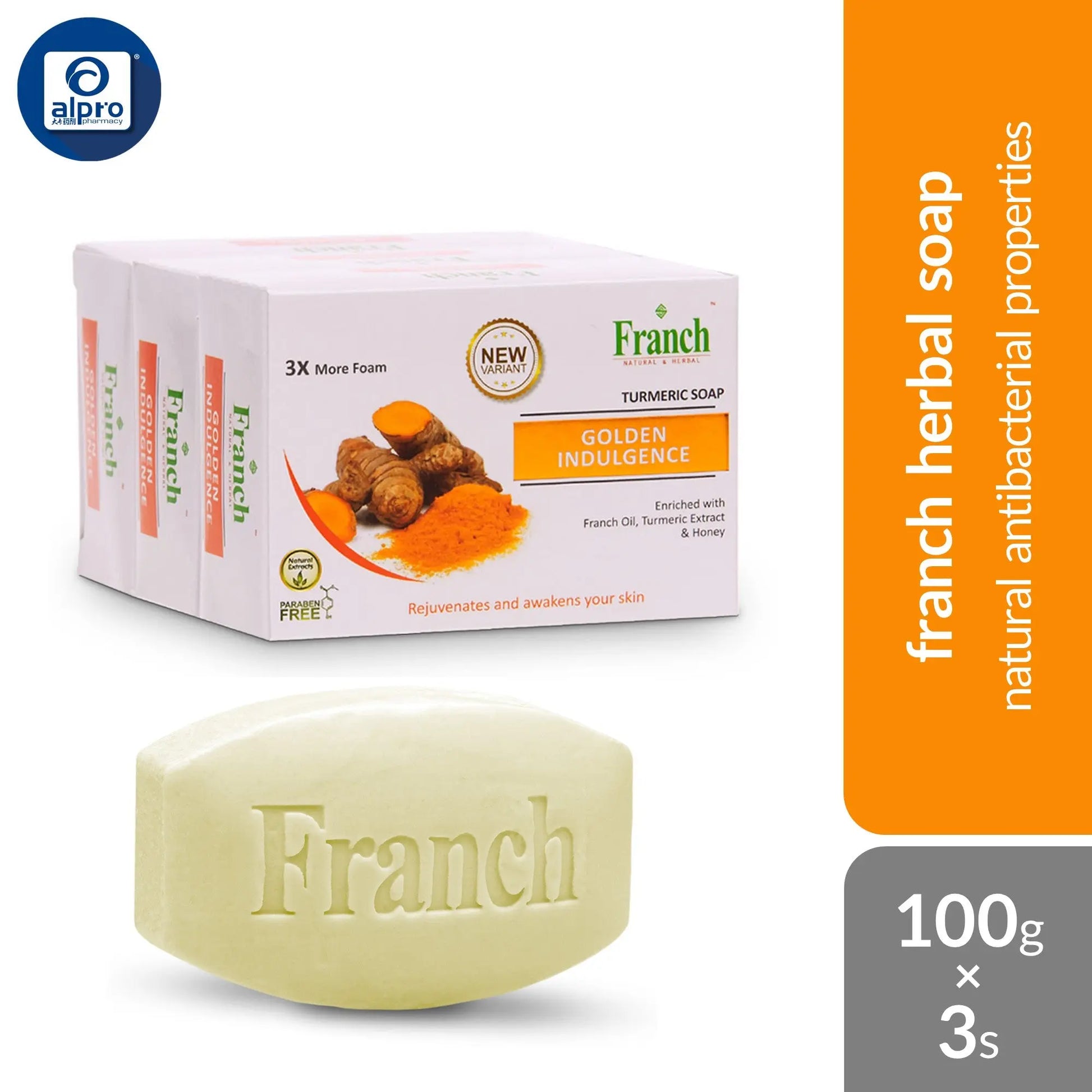 Franch Herbal Soap 100g ×3s (Assorted) | Moisturizes, Repairs and Protects Skin Franch