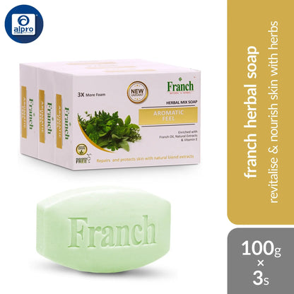 Franch Herbal Soap 100g ×3s (Assorted) | Moisturizes, Repairs and Protects Skin Franch