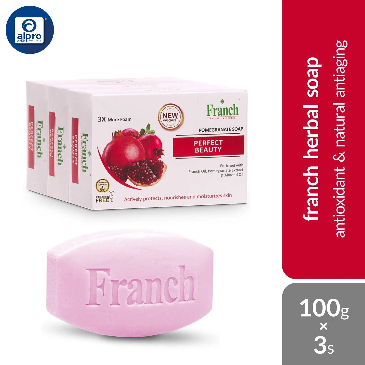 Franch Herbal Soap 100g ×3s (Assorted) | Moisturizes, Repairs and Protects Skin Franch