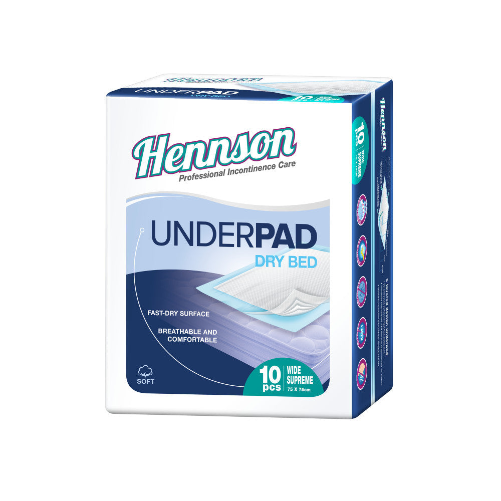 Hennson Drybed Underpad (75×75cm/ 60×90cm) 10s | Wide Sheet & Breathable Surface Hennson