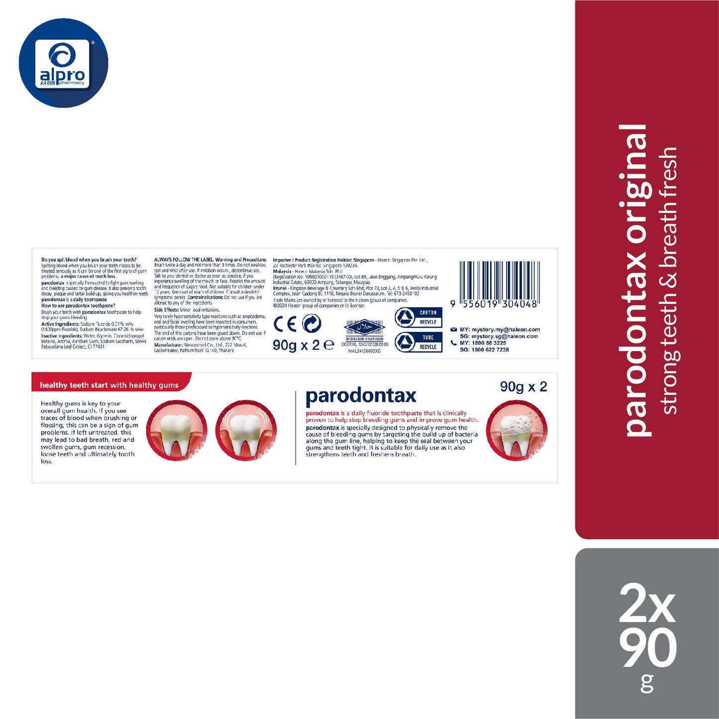 Parodontax Daily Fluoride Toothpaste (Original) 2 x 90g | Helps Fight & Prevent Bleeding Gums Parodontax