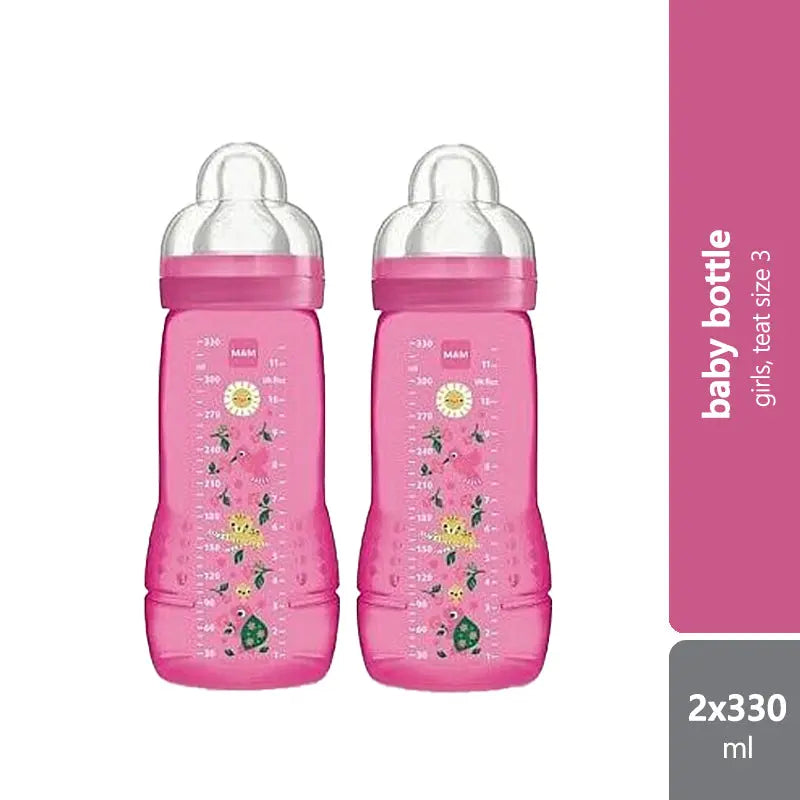 mam-2-x-easy-active-baby-bottle-270ml-teat-2-330ml-teat-3-multiple-designs product image 1