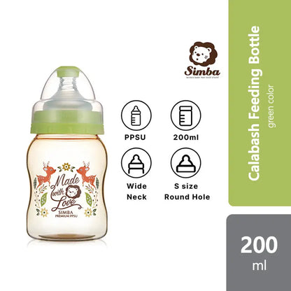 simba-dorothy-wonderland-ppsu-wide-neck-calabash-feeding-bottle-200ml-blue-green product image 1