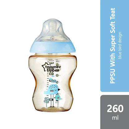 tommee-tippee-closer-to-nature-ppsu-with-super-soft-teat-260ml-9oz-blue-bird-pink-elephant product image 1