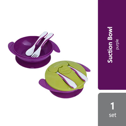 autumnz-baby-suction-bowl-with-spoon-and-fork-navy-blue-orange-purple product image 1