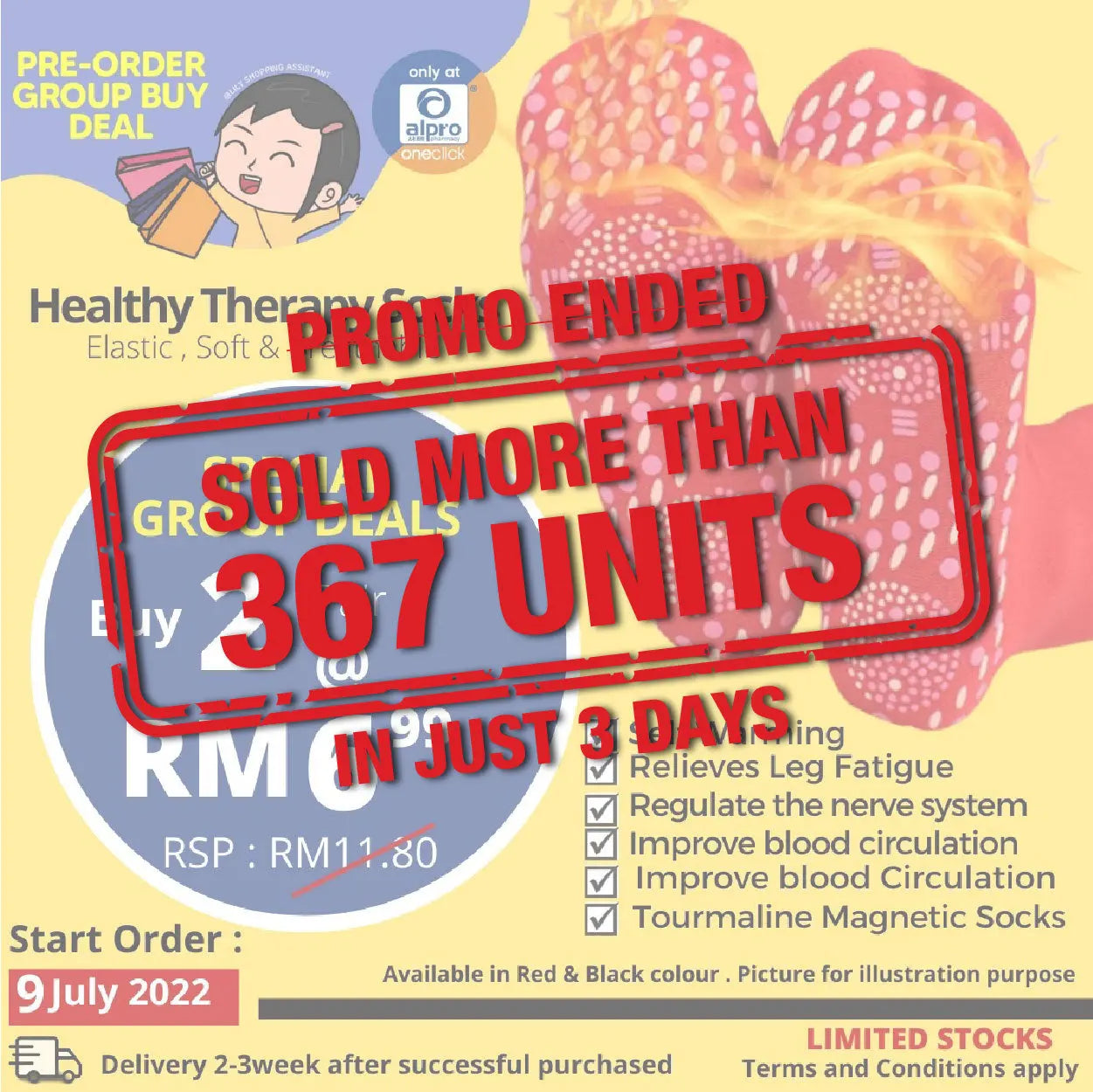 [ Group Buy Pre-Order, Delivery Starts on 15/8/2022 ] Unisex Healthy Therapy Socks Group Buy