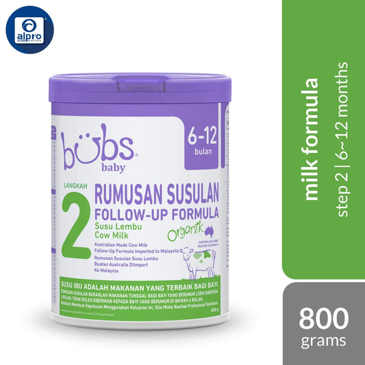 Bubs Organic Grass Fed Follow-On Milk Formula S2 800g Bubs