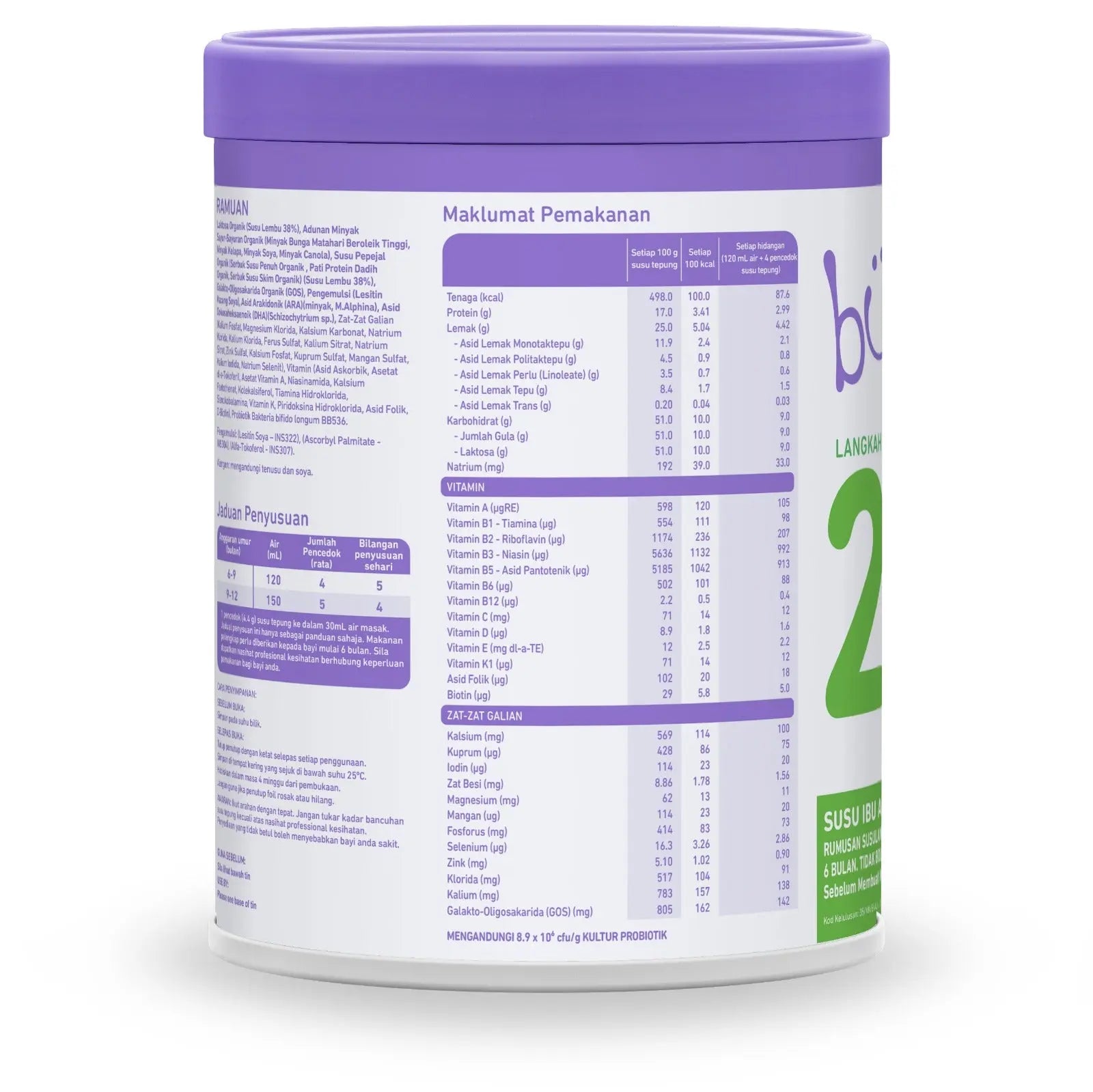 Bubs Organic Grass Fed Follow-On Milk Formula S2 800g Bubs