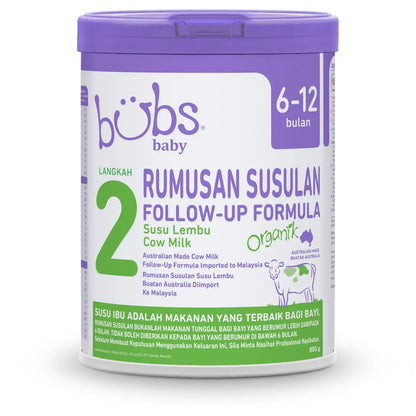 Bubs Organic Grass Fed Follow-On Milk Formula S2 800g Bubs