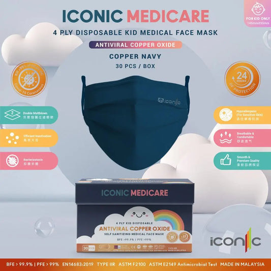 iconic-4ply-copper-oxide-medical-face-mask-copper-nany-with-ear-loop-30s-for-kids-au product image 1