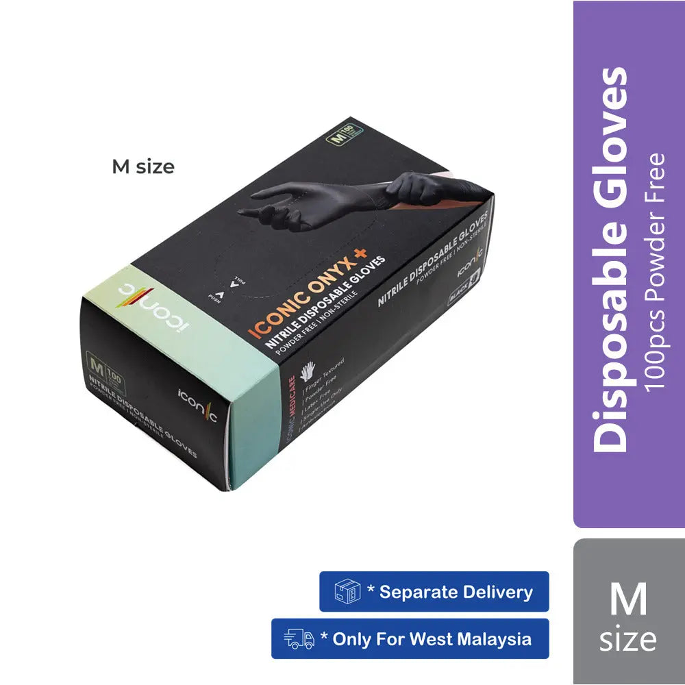 medical-grade-iconic-medicare-5-0g-nitrile-powder-free-examination-gloves-onyx-100s product image 1