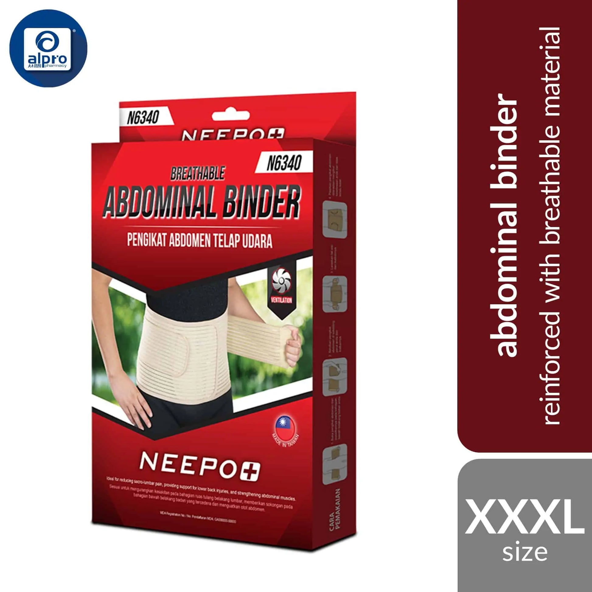 neepo-n6340-abdominal-binder-size-m-l-xl-xxl-xxxl-reinforced-with-breathable-material product image 1