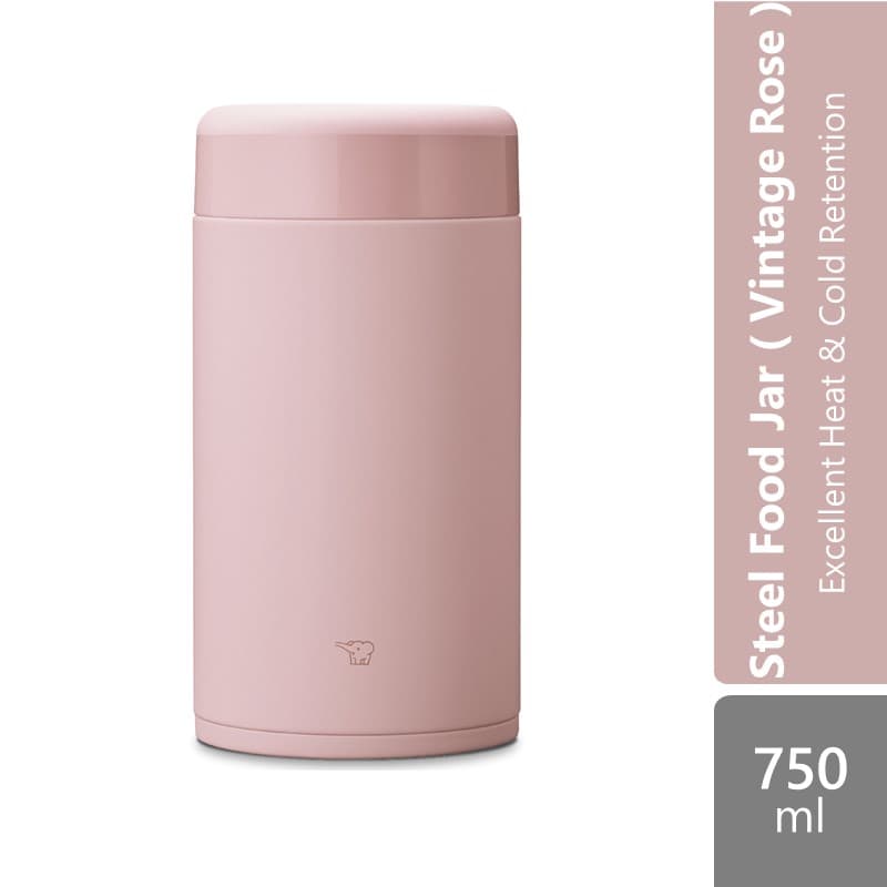 zojirushi-stainless-steel-food-jar-sw-ka-75h-750ml-medium-gray-vintage-rose-excellent-heat-cold-retention product image 1