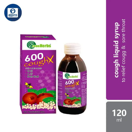 Greenherbs 600 Cough X 120ml | Traditionally Used For Reducing Phlegm, Relief Of Cough, Relief Of Sore Throat Green Herbs